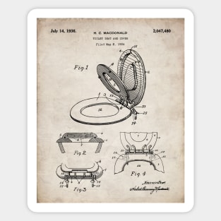 Toilet Seat Patent - Bathroom Art - Antique Sticker